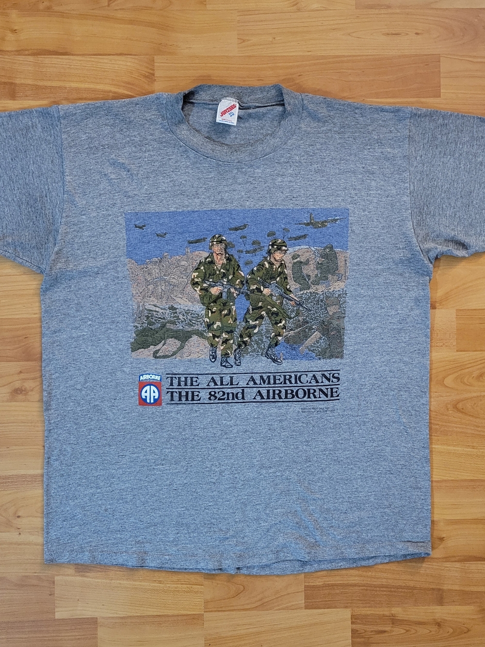 Vintage Jerzees XL/2XL 82nd AIRBORNE Army 90s Patriotic Single Stitch USA